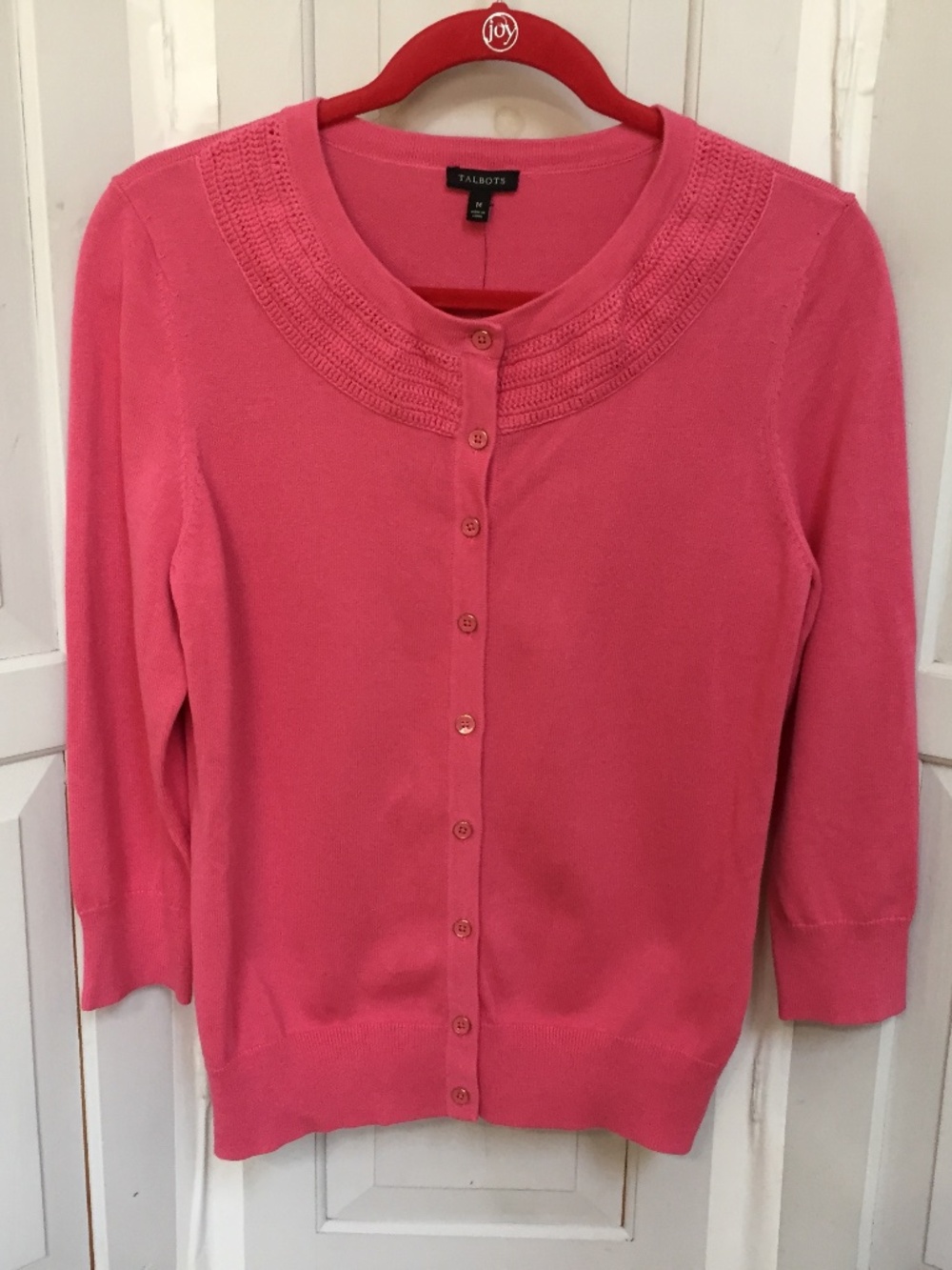 Talbots Pink Button-Up Knit Cardigan